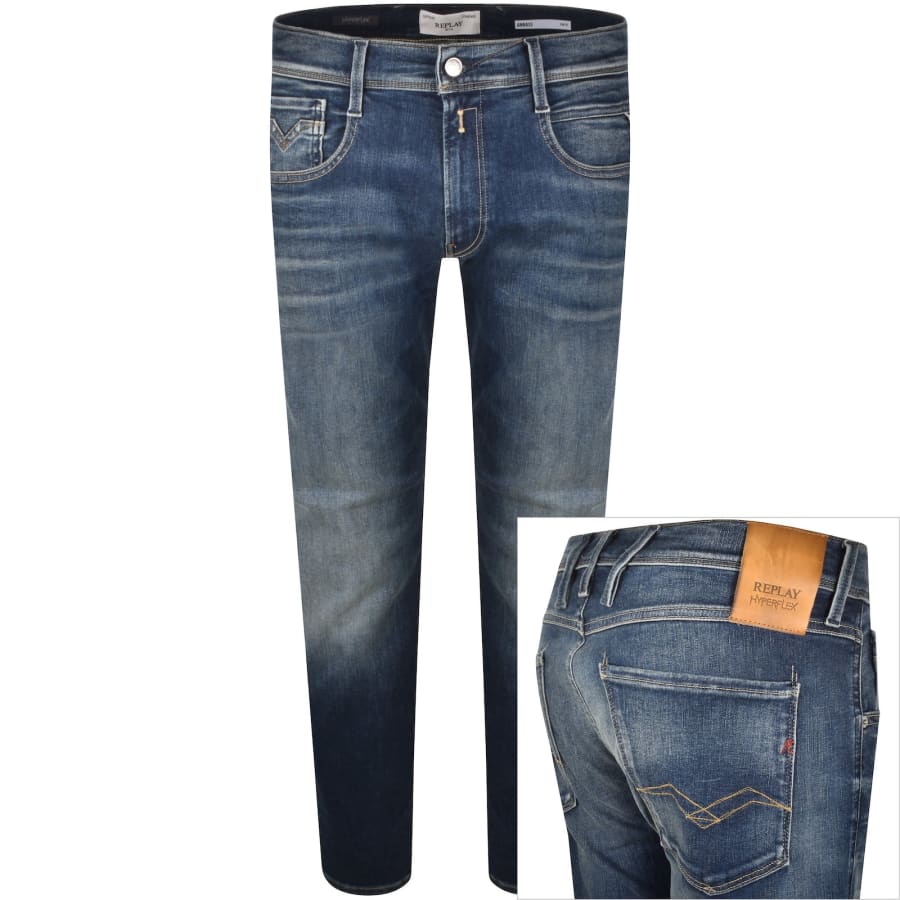 Replay Anbass Slim Fit Mid Wash Jeans Blue